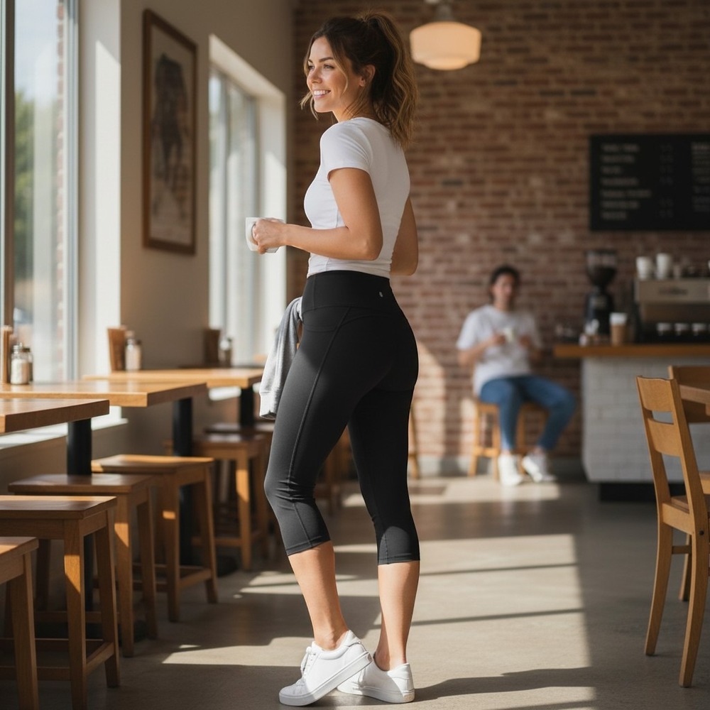 Victoria Sport Knockout Black High Rise Cropped Athletic Leggings Size M